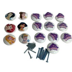 16 Disney Princess Drawer Pull‎ Knobs Ceramic Frozen Princess Crown
